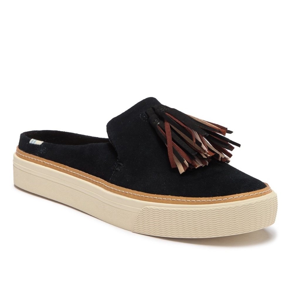Tom's Sunrise Suede Fringe Slip on Mule Size 8M